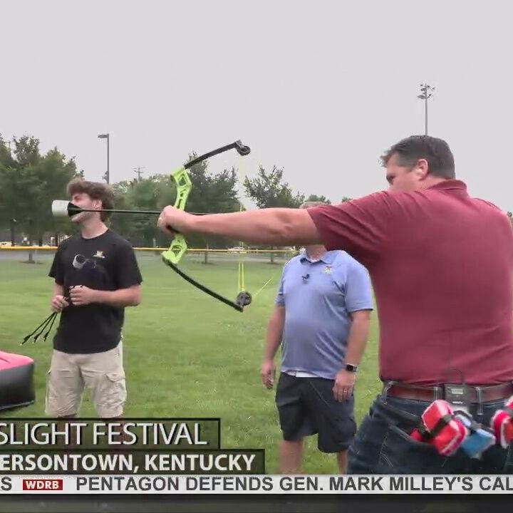 Keith Kaiser plays some games at the Jeffersontown Gaslight Festival